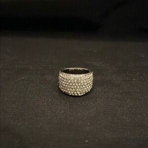 Modern Silver Crystal Ring